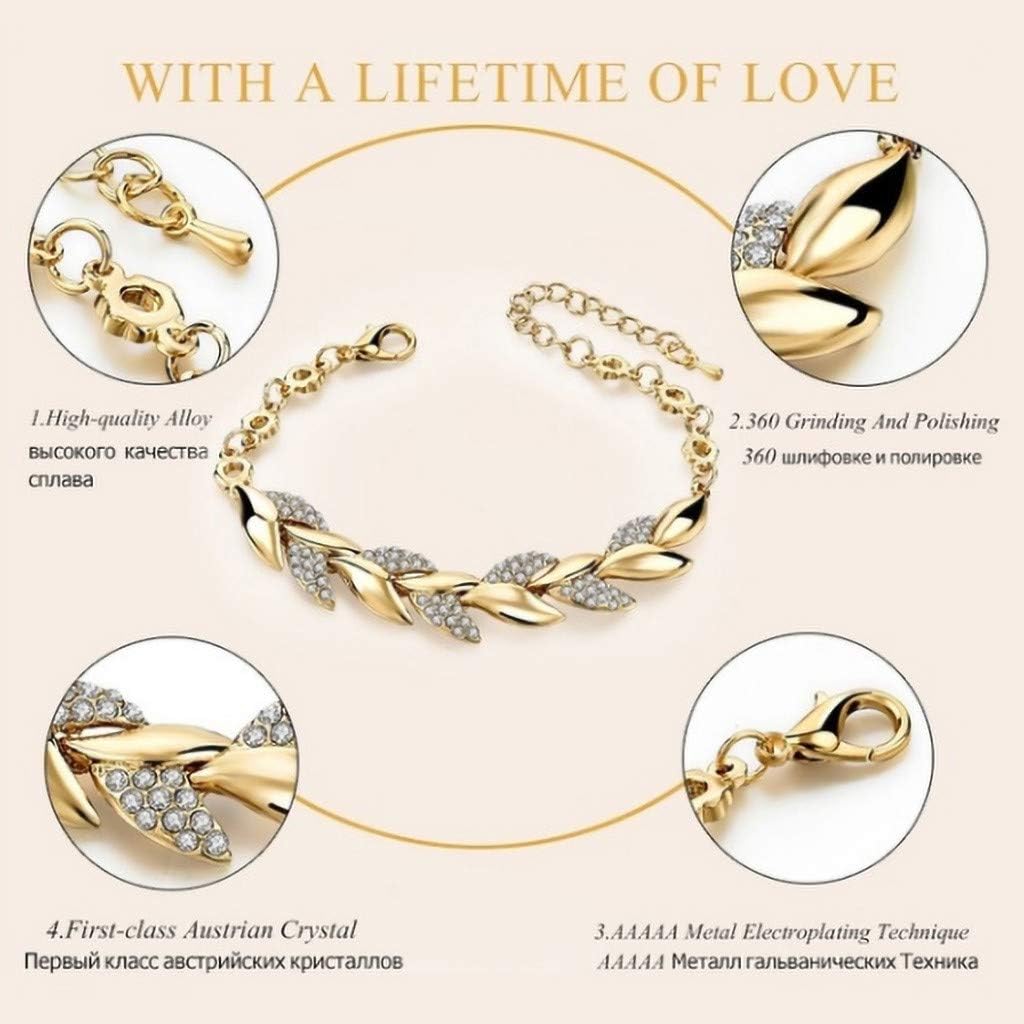 Brazalete Lueur – Cristal y hoja dorada