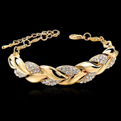 Brazalete Lueur – Cristal y hoja dorada