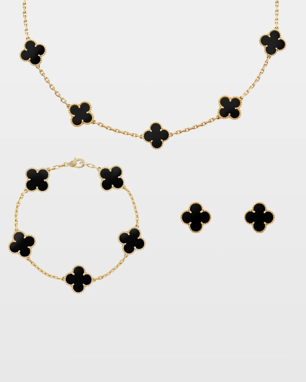 KIT TREBOL PULSERA|COLLAR NEGRO + CAJA REGALO