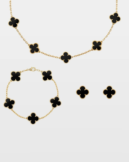 KIT TREBOL PULSERA|COLLAR NEGRO + CAJA REGALO