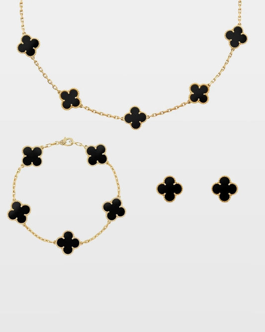 KIT TREBOL PULSERA|COLLAR NEGRO + CAJA REGALO