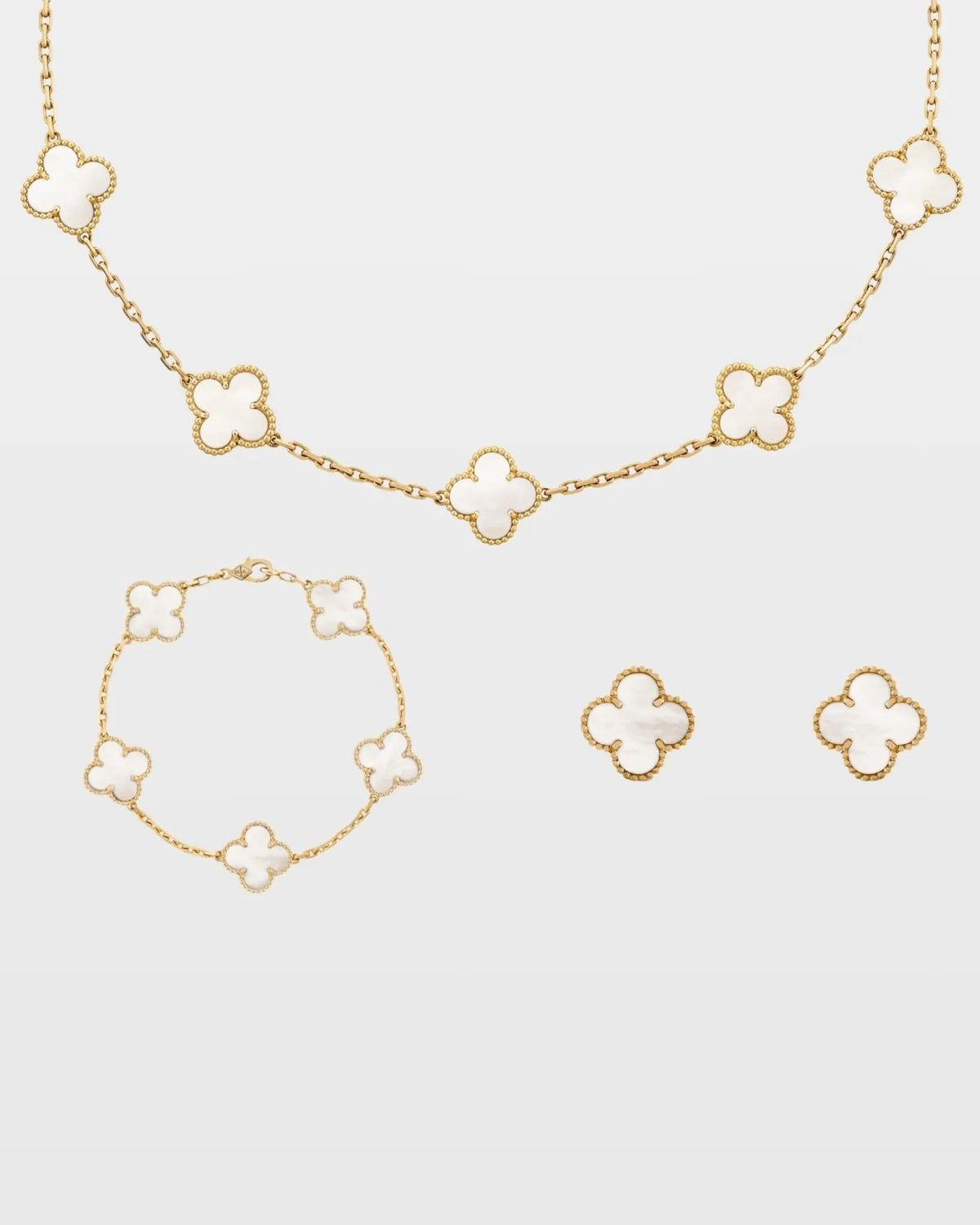 KIT TREBOL COLLAR | PULSERA BLANCO + CAJA REGALO