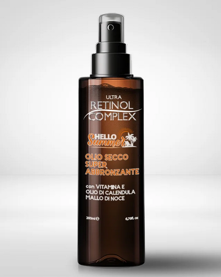 Aceite Seco Super Bronceador 200ml Retinol Complex – Bronceado Rápido, Luminoso y con Nutrición Total para tu Piel